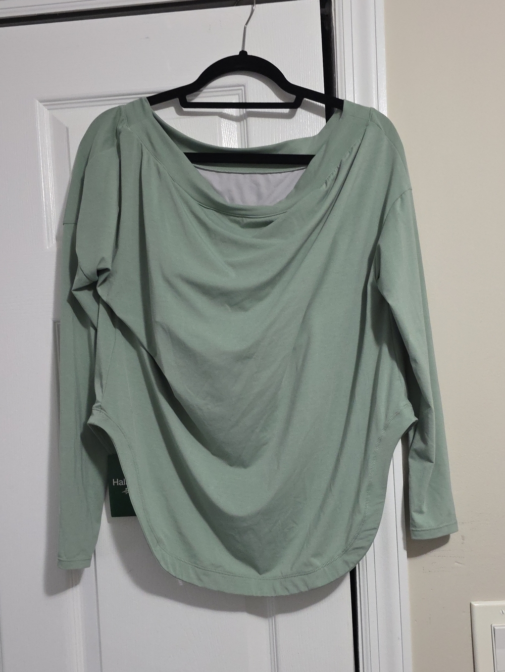 Halara One Shoulder Long Sleeve Thumb Hole High Low Shirt Built In Bra XS - Picture 10 of 13